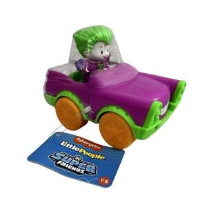 Fisher Price Little People DC Super Friends Vehicles and Removable Joker